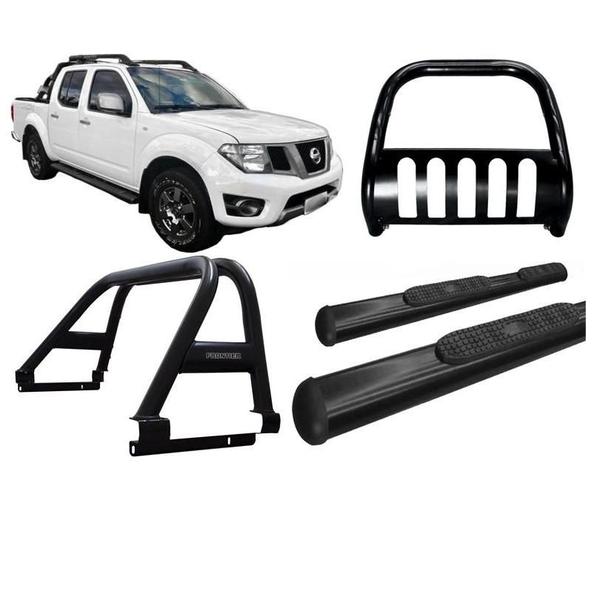 Kit Quebra Mato Santo Antônio Estribo Frontier 08/2016 Preto - HOZZ Imagem de Kit Quebra Mato Santo Antônio Estribo Frontier 08/2016 Preto