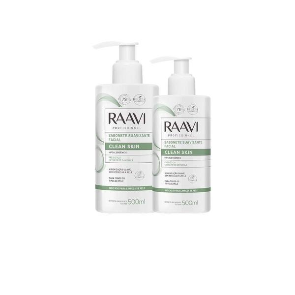 Imagem de Kit Raavi Sabonete Líquido Facial Suavizante Clean Skin 2 Unidades De 500ml Cada