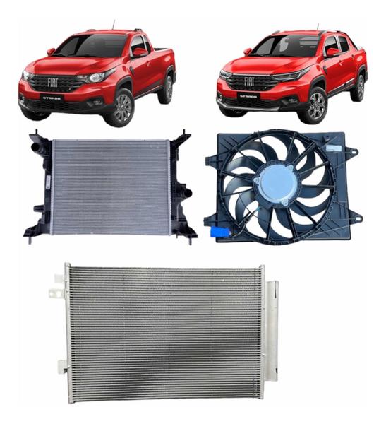 Imagem de Kit Radiador Condensador Ventoinha Fiat Nova Strada 1.3