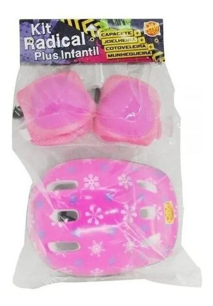 Imagem de Kit Radical Proteção Completo Infantil Capacete Rosa Dmr5489