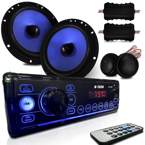 Imagem de Kit Rádio Mp3 Som Automotivo + Kit Alto Falante 2 vias 6 Polegadas 130w 4 Ohms