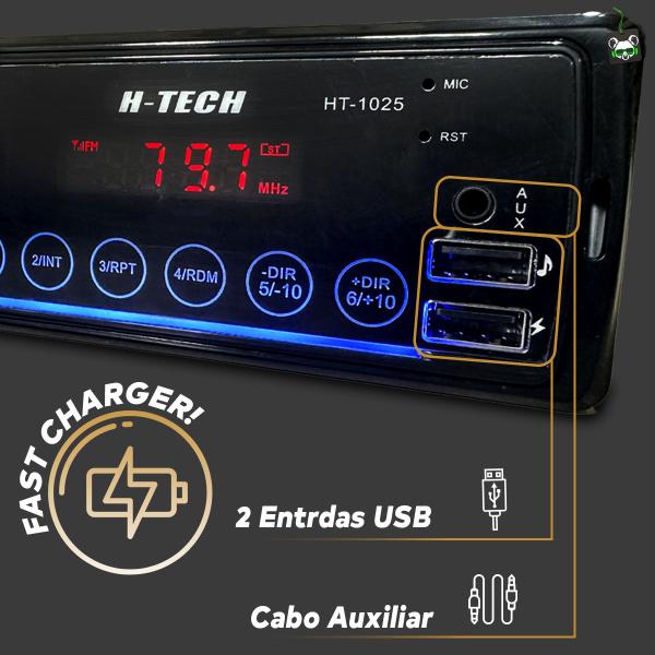 Imagem de Kit Rádio Mp3 Som Automotivo  + Par Alto Falante Triaxial 6 Pol 100w + Quadriaxial 6x9 Pol 260w