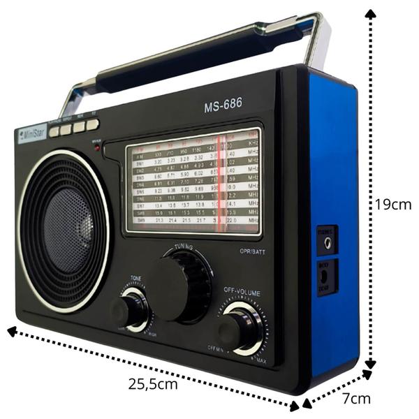 Imagem de Kit Rádio Retrô Am Fm Mp3 Potente Recarregável Tomada Pilha Vintage com Radinho Portátil Digital Usb Micro Sd Aux