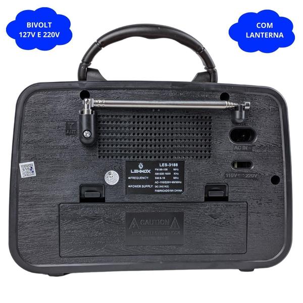 Imagem de Kit Radio Retro Am Fm Sw Recarregavel Bivolt Manual Lanterna