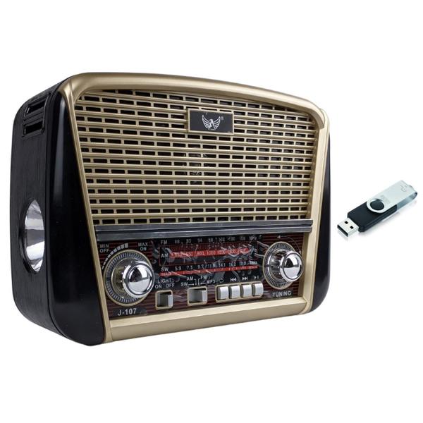 Imagem de Kit Radio Vintage Recarregavel Am Fm Sw Bivolt Manual