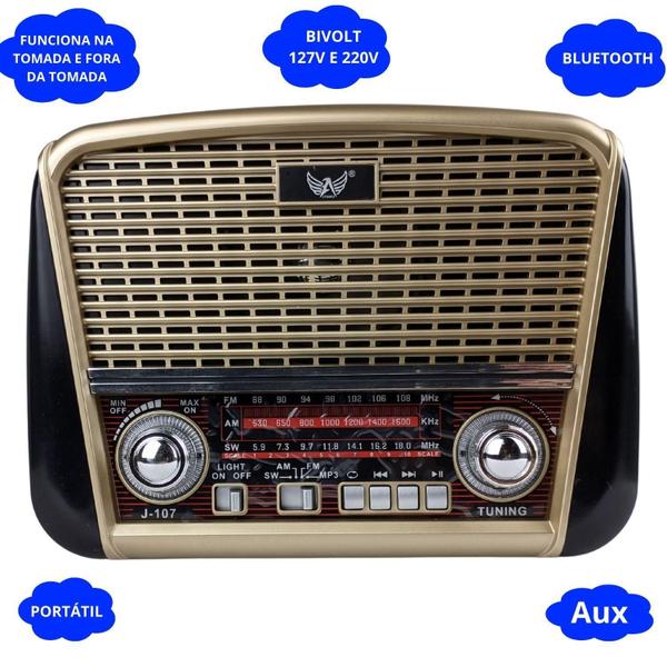 Imagem de Kit Radio Vintage Recarregavel Am Fm Sw Bivolt Manual