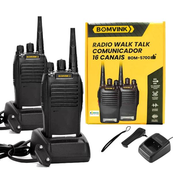 Imagem de Kit rádio walk talk comunicador 16ch bomvink bom5700