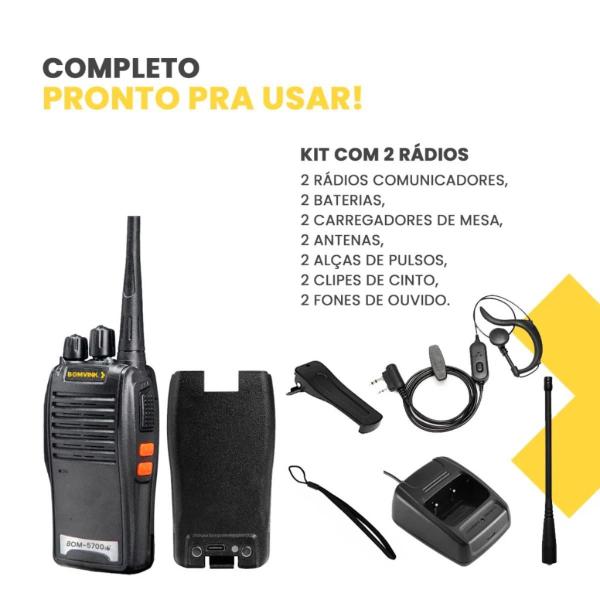 Imagem de Kit rádio walk talk comunicador 16ch bomvink bom5700