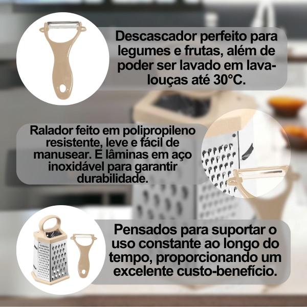 Imagem de Kit Ralador E Descascador De Alimentos Designer Prático Bege Multiuso