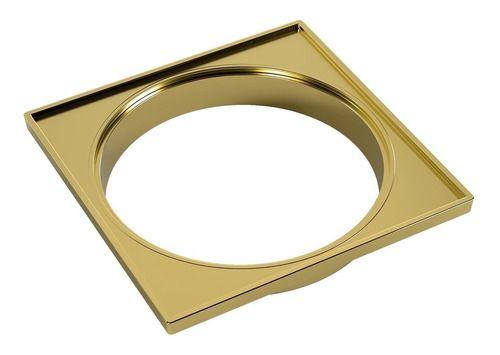 Imagem de Kit Ralo Tampa Inox 304 + Base 10x10 Cm Square Dourado