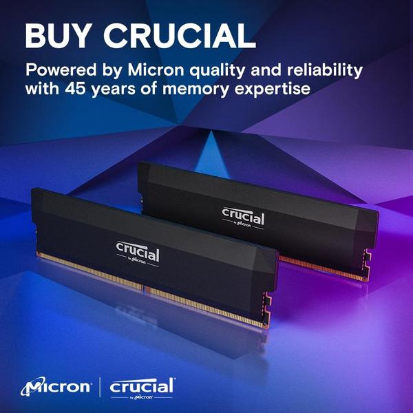 Imagem de Kit RAM Crucial Pro DDR5 de 32 GB (2x16 GB) 6000 MHz CL36 preto