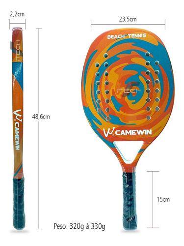 Imagem de Kit Raquete Beach Tennis Camewin Ultra Leve Nova + 06 bolinhas