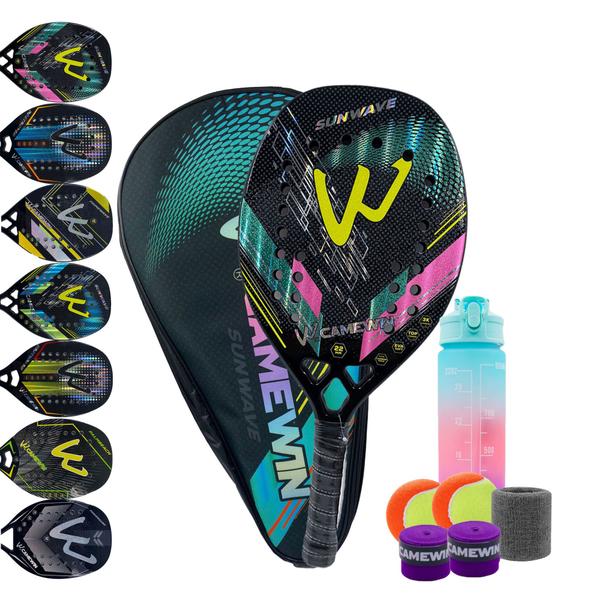 Imagem de Kit Raquete Beach Tennis Carbono 3K C/ Garrafa e Acessórios