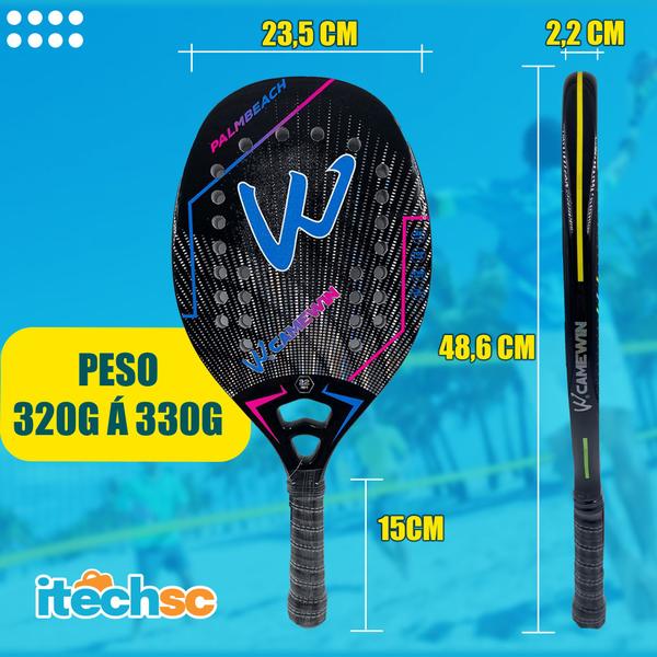 Imagem de Kit Raquete Beach Tennis Carbono 3K + Garrafa + Acessórios