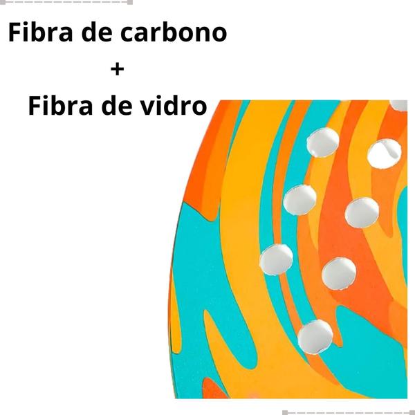 Imagem de Kit Raquete Fibra Carbono Para Praia Tennis Clube Beach 2un - Lelong