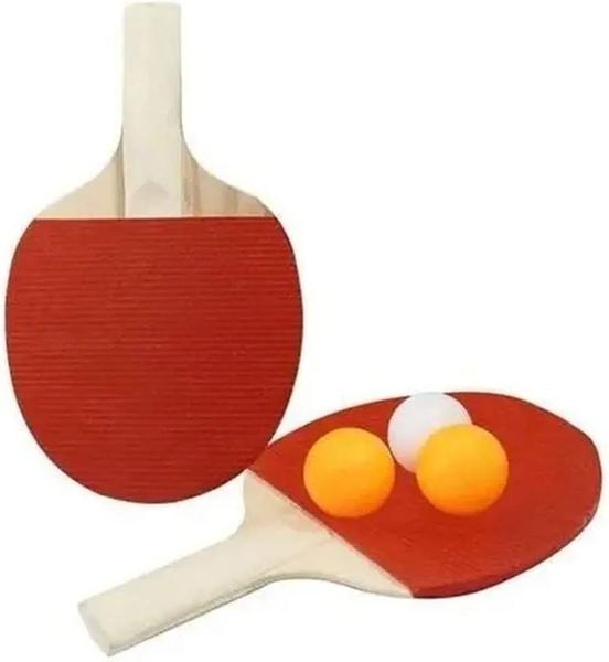 Imagem de Kit raquete ping pong com 3 bolinhas divertido