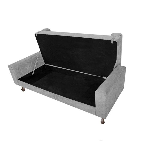 Imagem de Kit Recamier Sofá Calçadeira Divã Félix 140 cm e Cabeceira Estofada Lady 140 cm Para Cama Box Casal Sintético Cinza - AM Decor