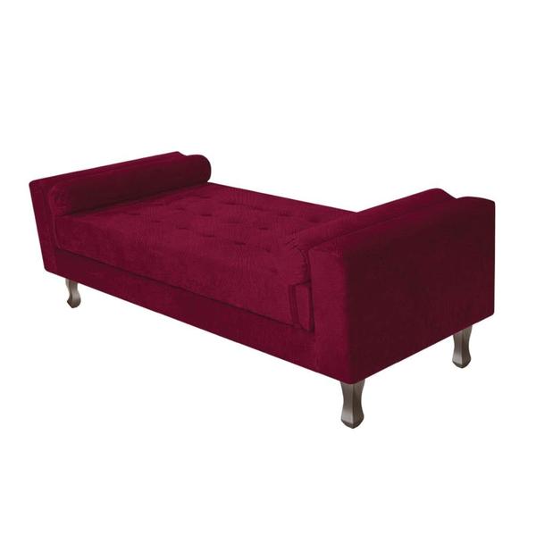 Imagem de Kit Recamier Sofá Calçadeira Divã Félix 140 cm e Cabeceira Estofada Lady 140 cm Para Cama Box Casal Suede  Bordô - AM Decor