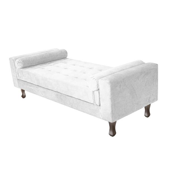 Imagem de Kit Recamier Sofá Calçadeira Divã Félix 140 cm e Cabeceira Estofada Lady 140 cm Para Cama Box Casal Suede Branco - AM Decor