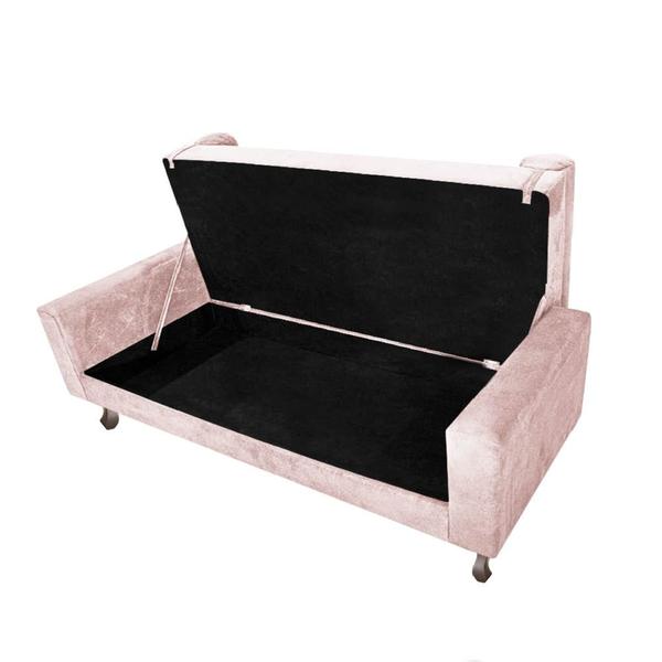 Imagem de Kit Recamier Sofá Calçadeira Divã Félix 140 cm e Cabeceira Estofada Lady 140 cm Para Cama Box Casal Suede Rosê - AM Decor