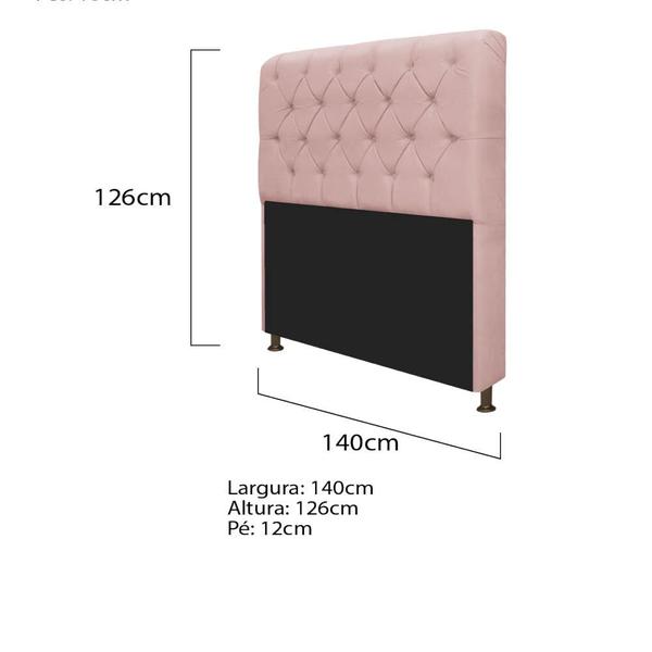 Imagem de Kit Recamier Sofá Calçadeira Divã Félix 140 cm e Cabeceira Estofada Lady 140 cm Para Cama Box Casal Suede Rosê - AM Decor