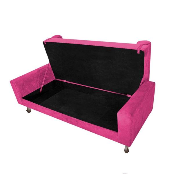 Imagem de Kit Recamier Sofá Calçadeira Divã Félix 160 cm e Cabeceira Estofada Lady 160 cm Para Cama Box Queen Size Suede Pink - AM Decor