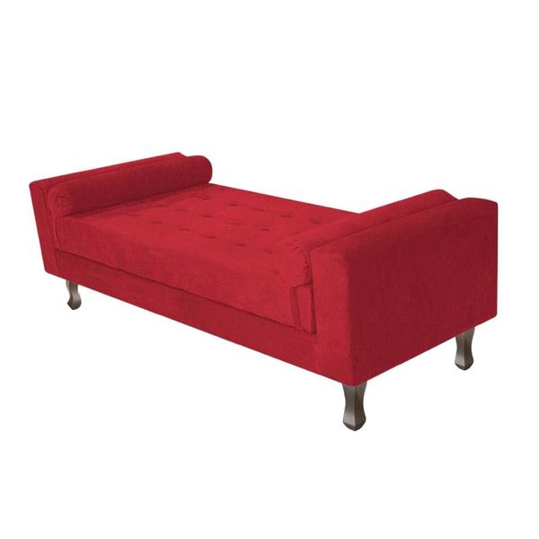 Imagem de Kit Recamier Sofá Calçadeira Divã Félix 160 cm e Cabeceira Estofada Lady 160 cm Para Cama Box Queen Size Suede Vermelho - AM Decor