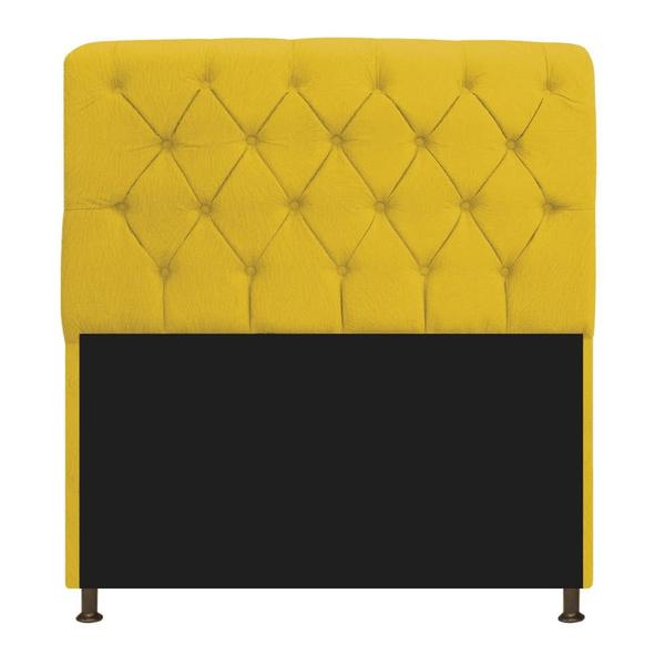 Imagem de Kit Recamier Sofá Calçadeira Divã Félix 160 cm e Cabeceira Estofada Lady 160 cm Para Cama Box Solteiro Suede Amarelo - AM Decor