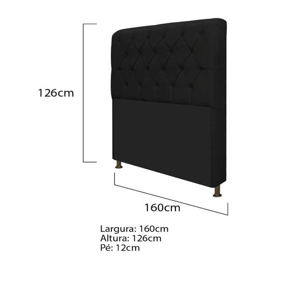 Imagem de Kit Recamier Sofá Calçadeira Divã Félix 160 cm e Cabeceira Estofada Lady 160 cm Para Cama Box Solteiro Suede Preto - AM Decor