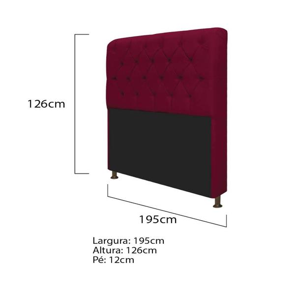 Imagem de Kit Recamier Sofá Calçadeira Divã Félix 195 cm e Cabeceira Estofada Lady 195 cm Para Cama Box King Size Suede  Bordô - AM Decor