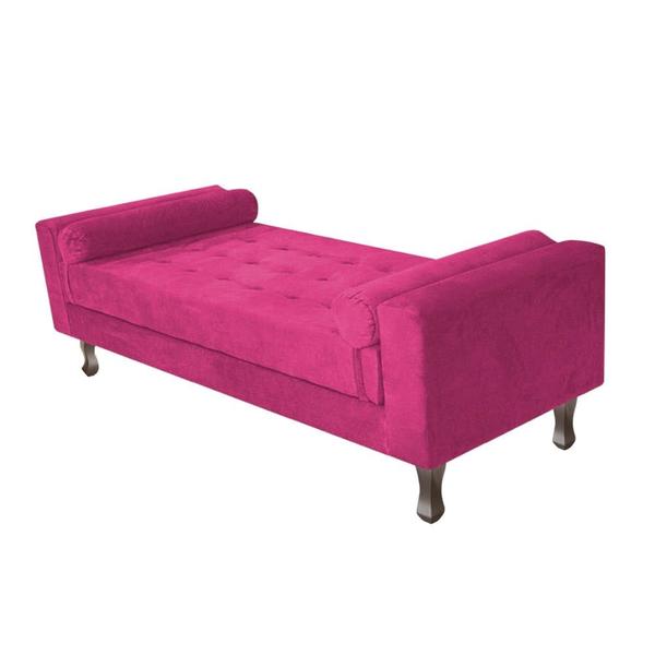 Imagem de Kit Recamier Sofá Calçadeira Divã Félix 195 cm e Cabeceira Estofada Lady 195 cm Para Cama Box King Size Suede Pink - AM Decor