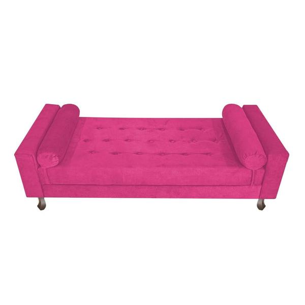 Imagem de Kit Recamier Sofá Calçadeira Divã Félix 195 cm e Cabeceira Estofada Lady 195 cm Para Cama Box King Size Suede Pink - AM Decor