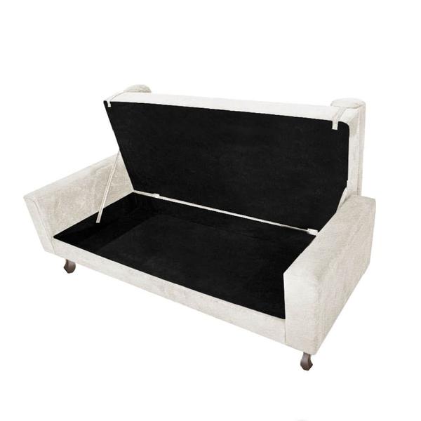 Imagem de Kit Recamier Sofá Calçadeira Divã Félix 90 cm e Cabeceira Estofada Lady 90 cm Para Cama Box Solteiro Sintético Bege - AM Decor