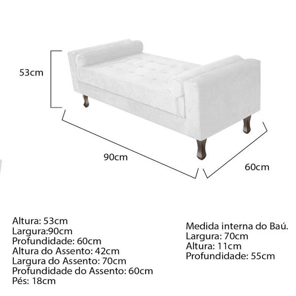 Imagem de Kit Recamier Sofá Calçadeira Divã Félix 90 cm e Cabeceira Estofada Lady 90 cm Para Cama Box Solteiro Sintético Branco - AM Decor