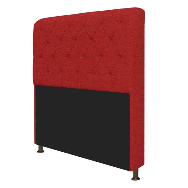 Imagem de Kit Recamier Sofá Calçadeira Divã Félix 90 cm e Cabeceira Estofada Lady 90 cm Para Cama Box Solteiro Sintético Vermelho - AM Decor