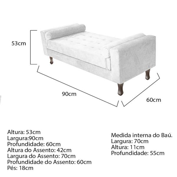 Imagem de Kit Recamier Sofá Calçadeira Divã Félix 90 cm e Cabeceira Estofada Lady 90 cm Para Cama Box Solteiro Suede Branco - AM Decor