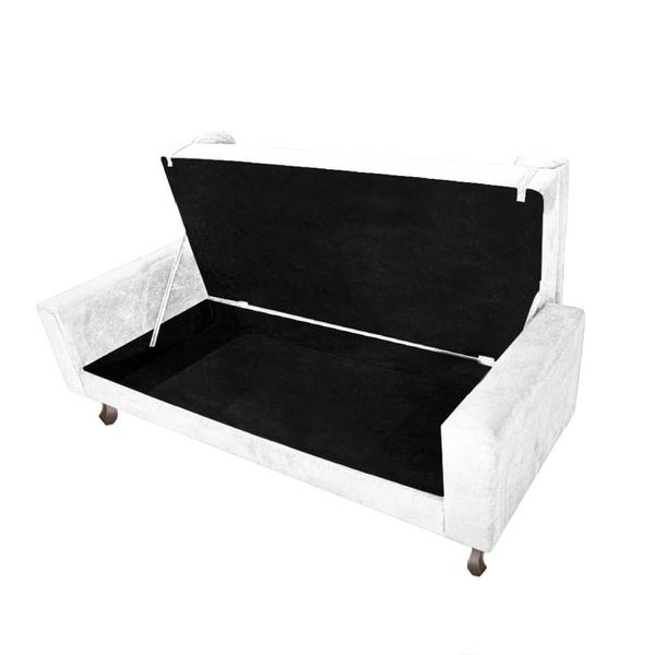 Imagem de Kit Recamier Sofá Calçadeira Divã Félix 90 cm e Cabeceira Estofada Lady 90 cm Para Cama Box Solteiro Suede Branco - AM Decor