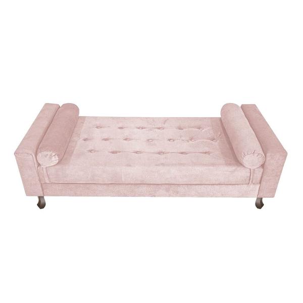 Imagem de Kit Recamier Sofá Calçadeira Divã Félix 90 cm e Cabeceira Estofada Lady 90 cm Para Cama Box Solteiro Suede Rose - AM Decor