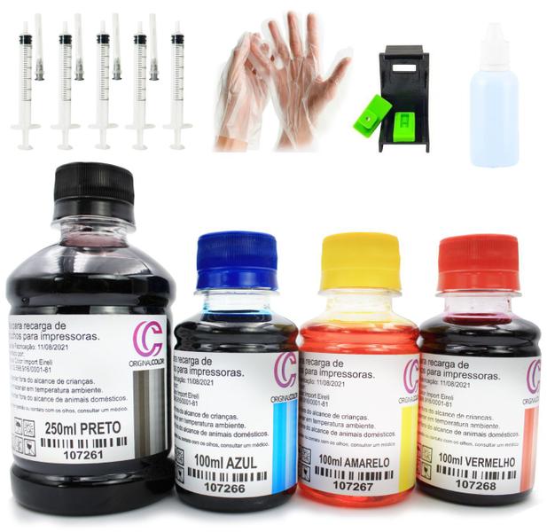 Kit Recarga 550ml para Cartuchos 664 Preto e Colorido - ORIGINAL COLOR Imagem de Kit Recarga 550ml para Cartuchos 664 Preto e Colorido