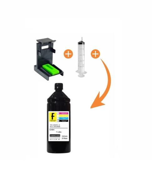 Kit Recarga Cartucho Compatível com HP 61 662 122 901 60b 74 664 Tinta Preta 1 Litro + Snap Fill - KINGS OF INK Imagem de Kit Recarga Cartucho Compatível com HP 61 662 122 901 60b 74 664 Tinta Preta 1 Litro + Snap Fill