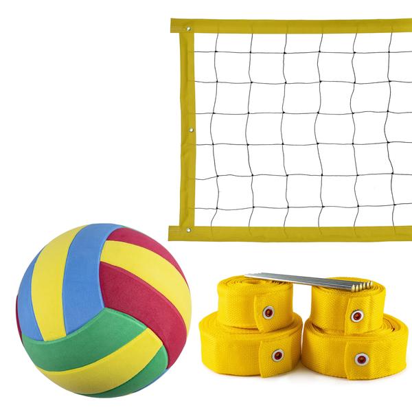 Imagem de Kit Rede de Vôlei 5 metros + Marcação Amarelo + Bola