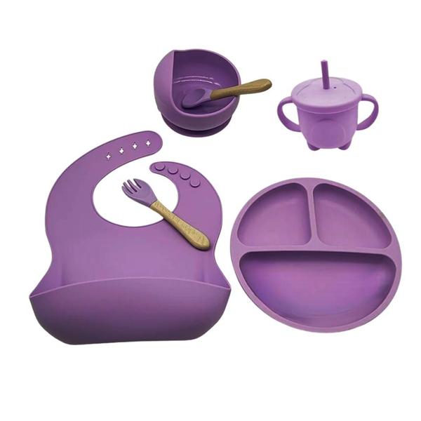 Kit Refeição Bebê Silicone Colher Pratinho Babador Infantil Ventosa 6 Peças - NFDJ Kit Refeição Bebê Silicone Colher Pratinho Babador Infantil Ventosa 6 Peças - NFDJ