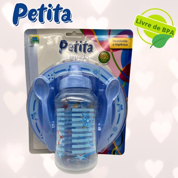 Imagem de Kit Refeição Com Prato E Copo 270ml Azul Premium Petita