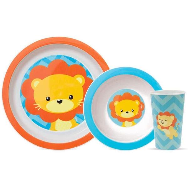 Imagem de Kit Refeição Infantil Animal Fun 3 peças - Leão - Buba