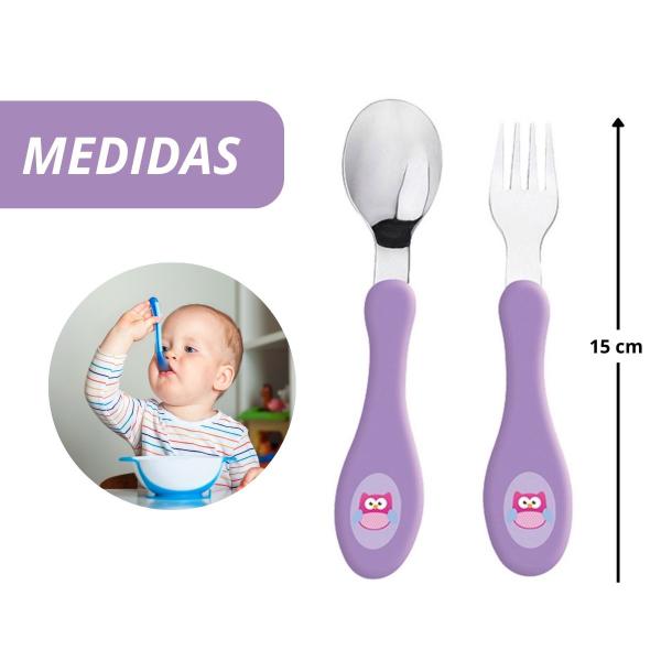 Imagem de Kit Refeição Infantil com 3 Peças Prato com Divisorias Introdução Alimentar Prato Talher Bowl