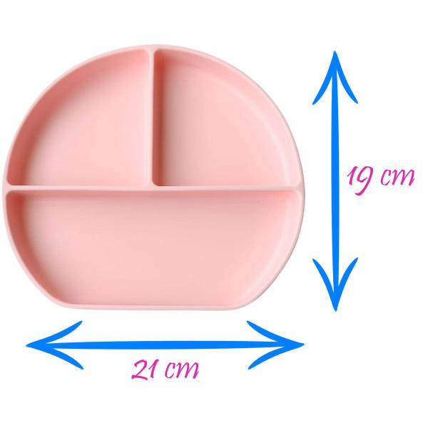 Imagem de Kit Refeição Infantil com Pratinho e Bowl em Silicone Com Ventosa e Divisórias para Introdução Alimentar Bebê