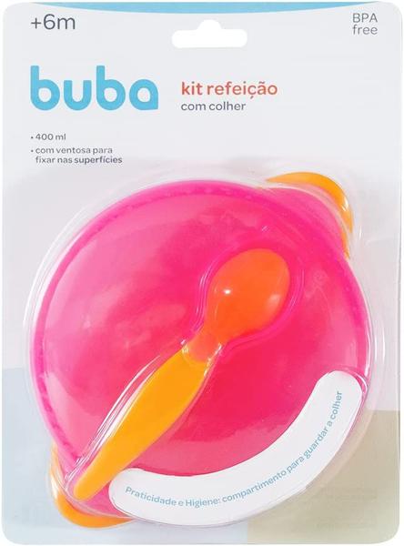 Imagem de Kit Refeição Infantil com Ventosa e Colher - Rosa - Buba