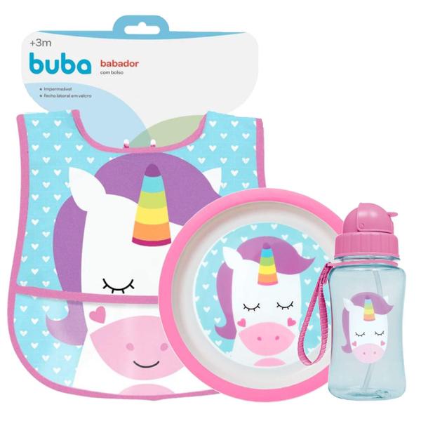 Imagem de Kit Refeição Infantil Frutti - Unicórnio Rosa Buba