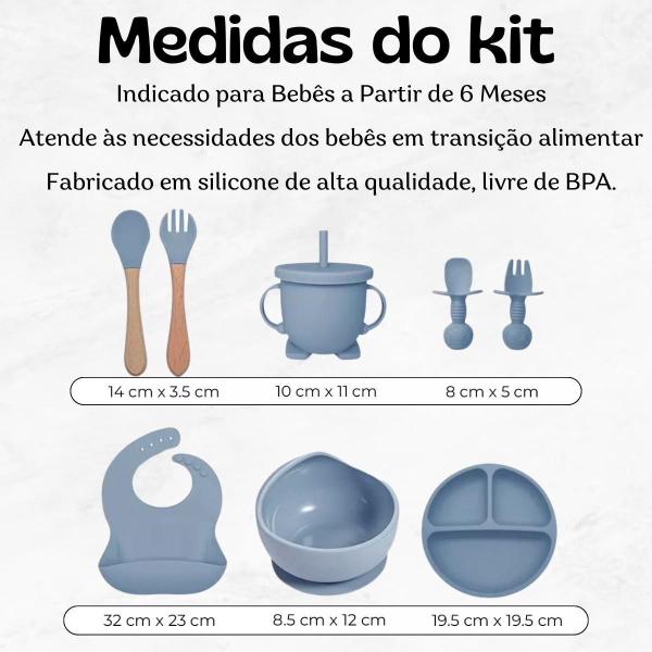 Imagem de Kit Refeição Silicone Introdução Alimentar Infantil Ventosa