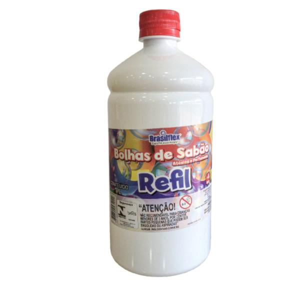 Imagem de Kit Refil Bolhas de Sabão Bubble Liquido 2L Atóxica Perfumada Brasilflex